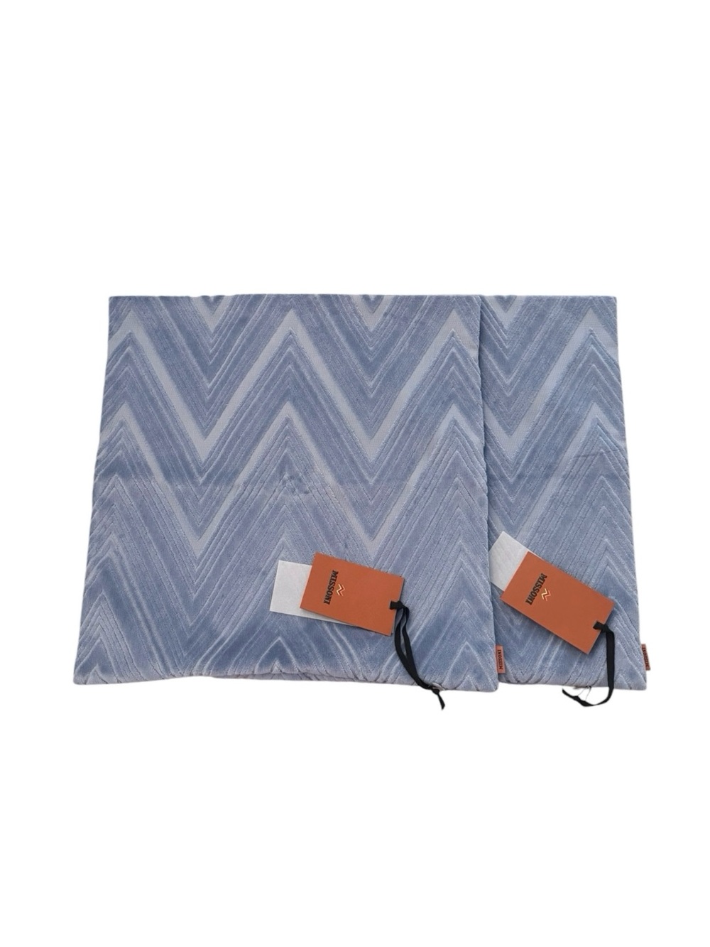 NWT 2 Missoni Home Basel 22 Blue Velvet Chevron Cushion Pillow Covers
